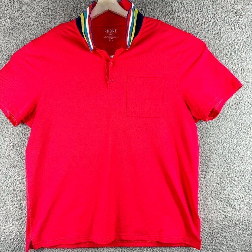 Rhone Retro Session Shirt Mens‎ Extra Large Hot Pink Golf Polo Stretch Outdoor